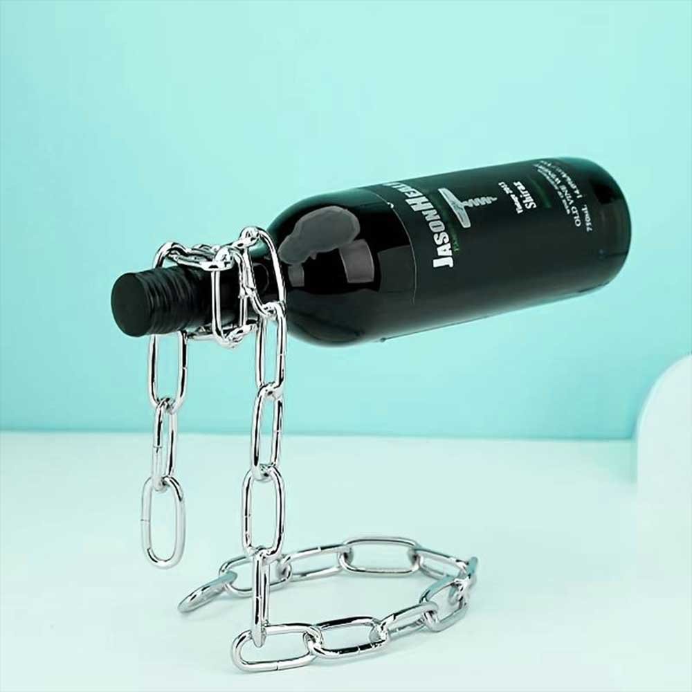Chaînes porte-bouteilles, porte-bouteilles avec illusion magique, présentation décorative de la bouteille de vin