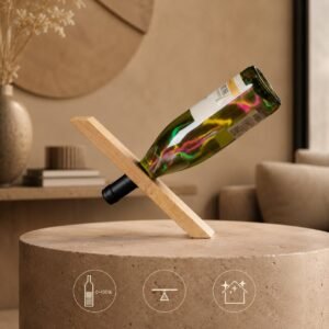 Porte-bouteille à vin en bambou, porte-bouteille créatif flottant avec illusion magique, présentation décorative de la bouteille de vin