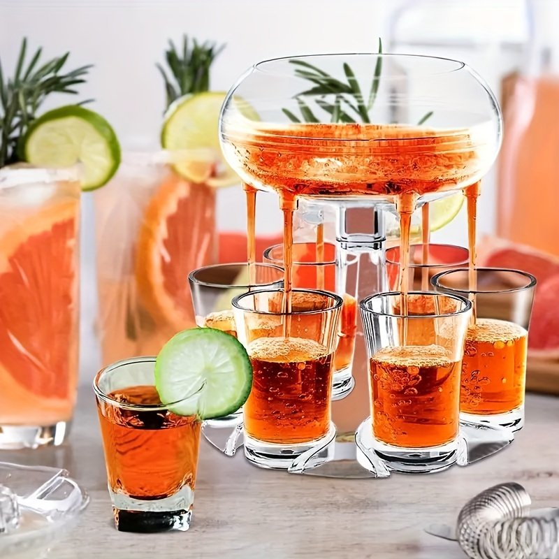 6er Transparenter Shot Verteiler, Shotdispenser, Schnapsglas Spender, Perfekt für Partys & Spiele – Image 2