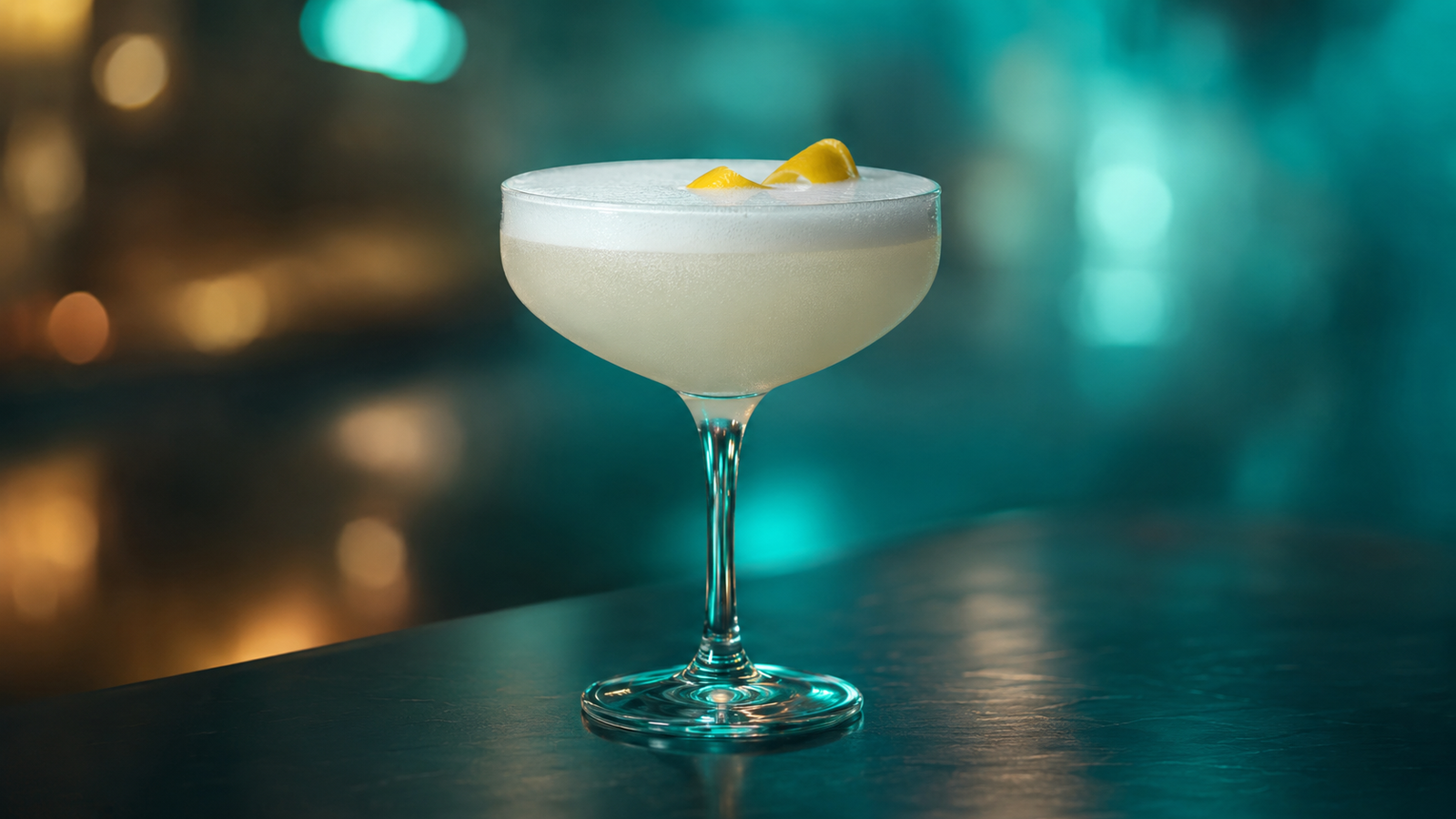 Neon Rezeptbild 232455 Vodka Sour Vodka Sour vor extrem unscharfem Neonhintergrund in der Farbe des Drinks